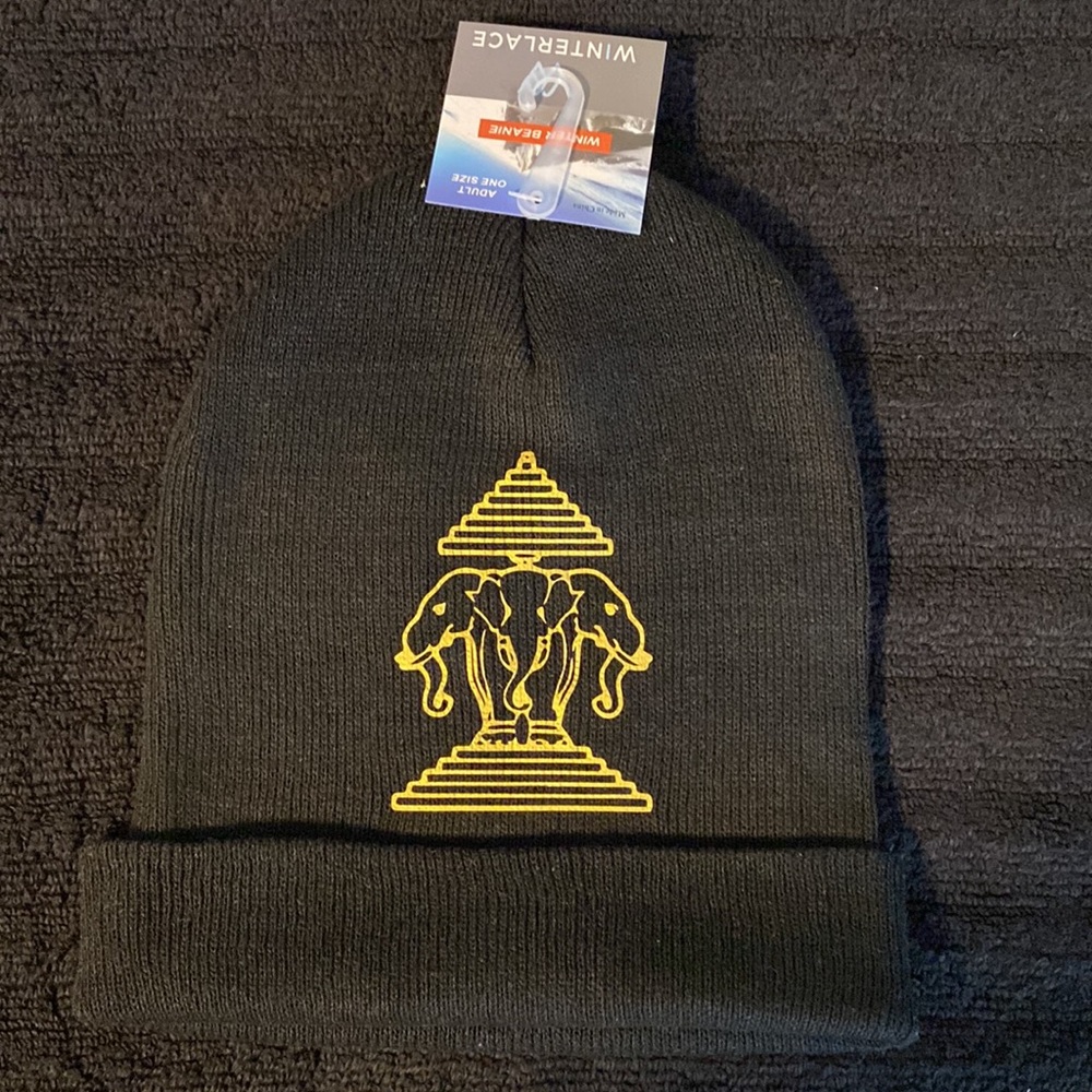 Lao - 3 Elephants Beanie Black